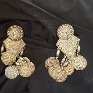 Roman coin dangly earrings